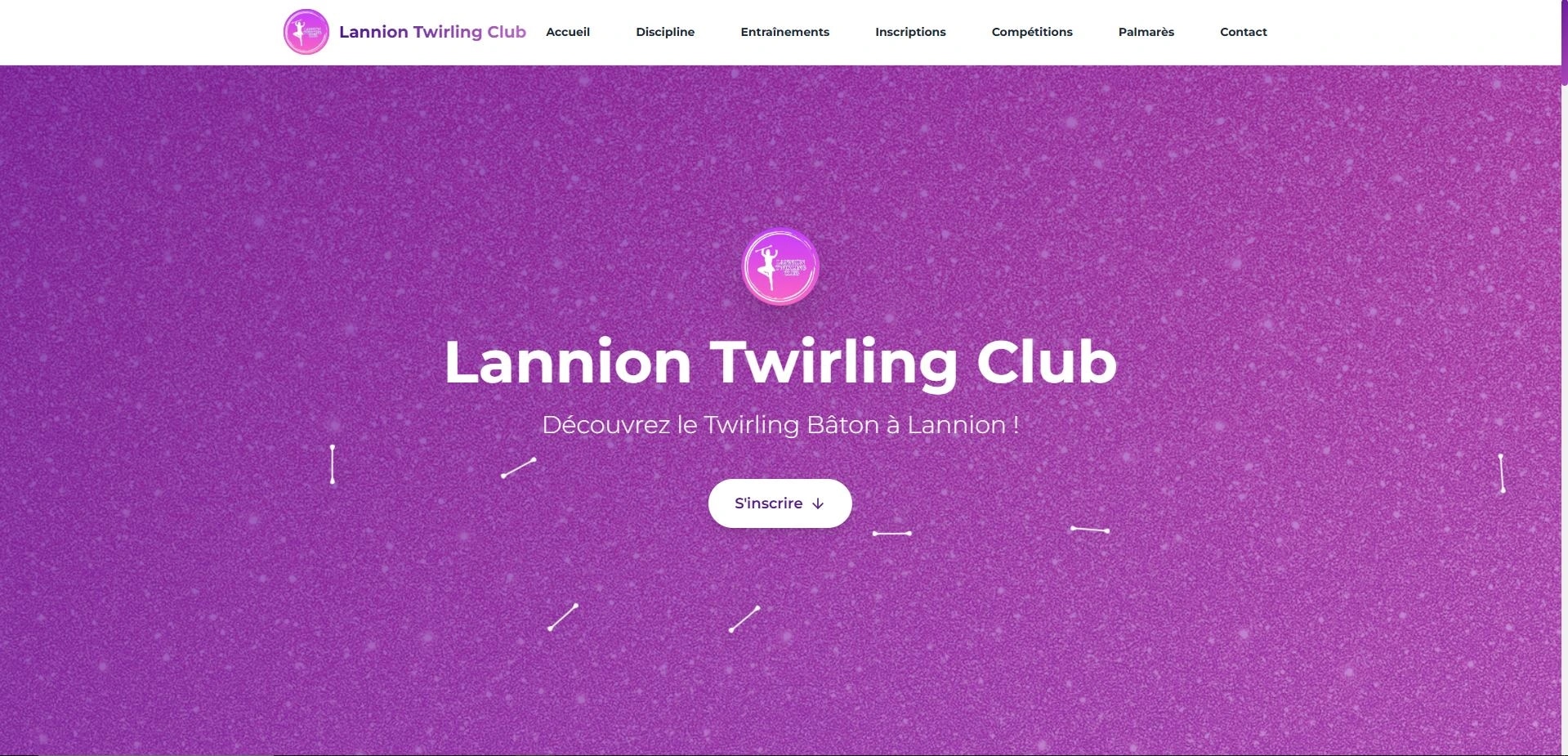 Interface du site web du Lannion Twirling Club réalisée par Breizh Web Solution